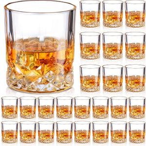 Mimorou 18 Pack Old Fashioned Whiskey Glasses 10 oz Bourbon Cocktail Rocks Glasses for Whiskey Bourbon Liquor and Cocktail Drinks Gift for Men Women Home Bar (Elegant)