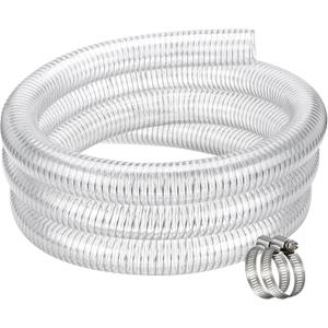 Flexible Hose 1 1/2" id - 5ft Clear PVC Spiral Steel Wire Reinforced Vinyl Tubing 1.5 inch Plastic Vacuum Pipe Flex Suction Hose for Dust Collection Boat Marine Pump, Drain Water Fuel Gas