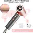 Dual Voltage(100~250V) Travel Mini Hair Dryer with European Plug Adapter for International Travel, 110,000 RPM High-Speed Portable Hair Dryer with Concentrator Nozzles