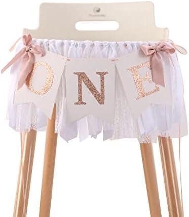 Rose Gold, Blush & White Highchair Banner - 1st Birthday Banner, One Highchair Banner, One Banner 1st Birthday, 1st Birthday Highchair Banner, 1st Birthday Party Decoration