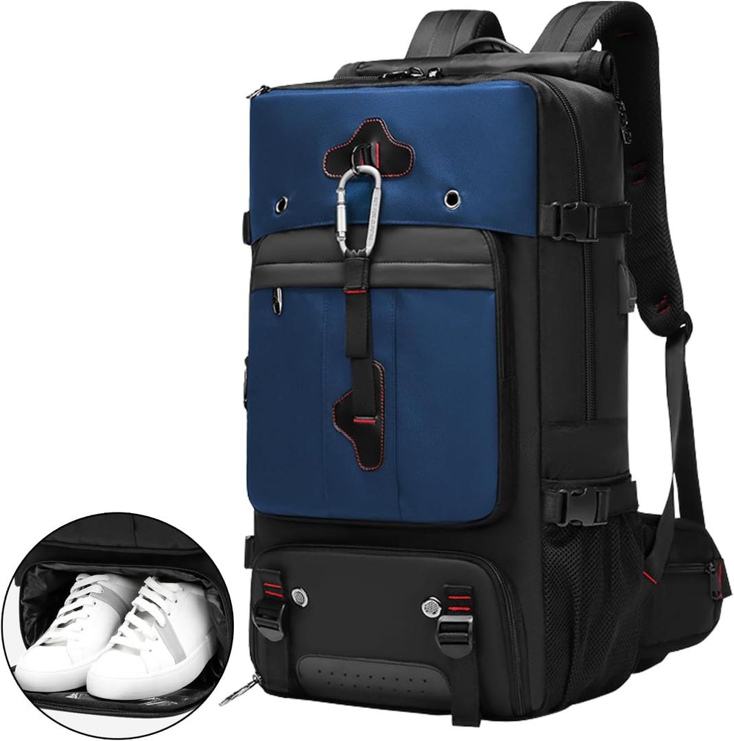 Backpack for Traveling On Airplane,Expandable Carry On Laptop Backpack for Men and Women,Outdoor Travel Bag,Blue