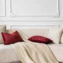 Decorative Pillow Covers 12x20 Set of 2 Burgundy Throw Pillow Covers for Sofa Couch Bed Soft Home Décor Accent with Hidden Zipper