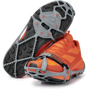 Yaktrax Run Traction Cleats for Running on Snow and Ice (Large, Gray/Red)