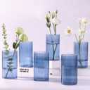 Glass Cylinder Vases, Blue Vase for Centerpieces, 6 Inch Tall Flower Vase for Wedding Decorations, Floral Vase Bulk Flower vases, Glass Hurricane Candle Holder for Table Centerpiece Wedding Home Dcor