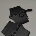 JASGOOD 2 Pack Womens Elastic Costume Waist Belt Lace-up Tied Waspie Corset Belts for Women Corset Belt (Fit Waist Size 30"-33", Black+black)