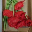 10PCS Red Artificial Poppy Flowers Fake PU Floral Stems Real Touch Silk Like Wedding Memorial Day Decor Bouquet Centerpieces Home Arrangements