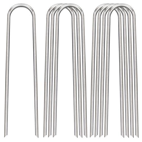 FAAYUCK 6 Inch Landscape Staples, 6 Pack Galvanized Landscape Stakes Heavy Duty Gauge U-Shaped Garden Stakes, Ground Stakes for Weed Barrier Fabric, Irrigation Tubing, Fence, Outdoor Decorations