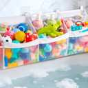 Criusia Extra Large Bath Toy Organizer with 3 Compartments and Multiple Pockets, Quick-Dry Mesh Bathtub Storage for Kids' Toys