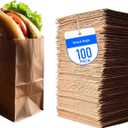 4LB Brown Kraft Paper Lunch Bags - Pack of 100 Durable, Recyclable, and Biodegradable Snack Bags for Food Storage (5" X 3.1" X 9.7")- Great for Lunch, Crafts, Concessions, Cafes, and Delis