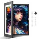 KEDEMAS Kids Artwork Display Frame, 34 x 46cm Kids Art Frame, A3 Picture Frame Black Front Opening, Changeable Childrens Artwork Display for Bedroom, Living Room Decor (Black)