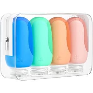 Pack Of 2 Morfone Travel Bottles Set for Toiletries, Tsa Approved Travel Size Containers BPA Free Leak Proof Refillable Liquid Silicone Squeezable Travel Accessories for Shampoo Conditioner Lotion (4Pack 3oz) (Yellow)