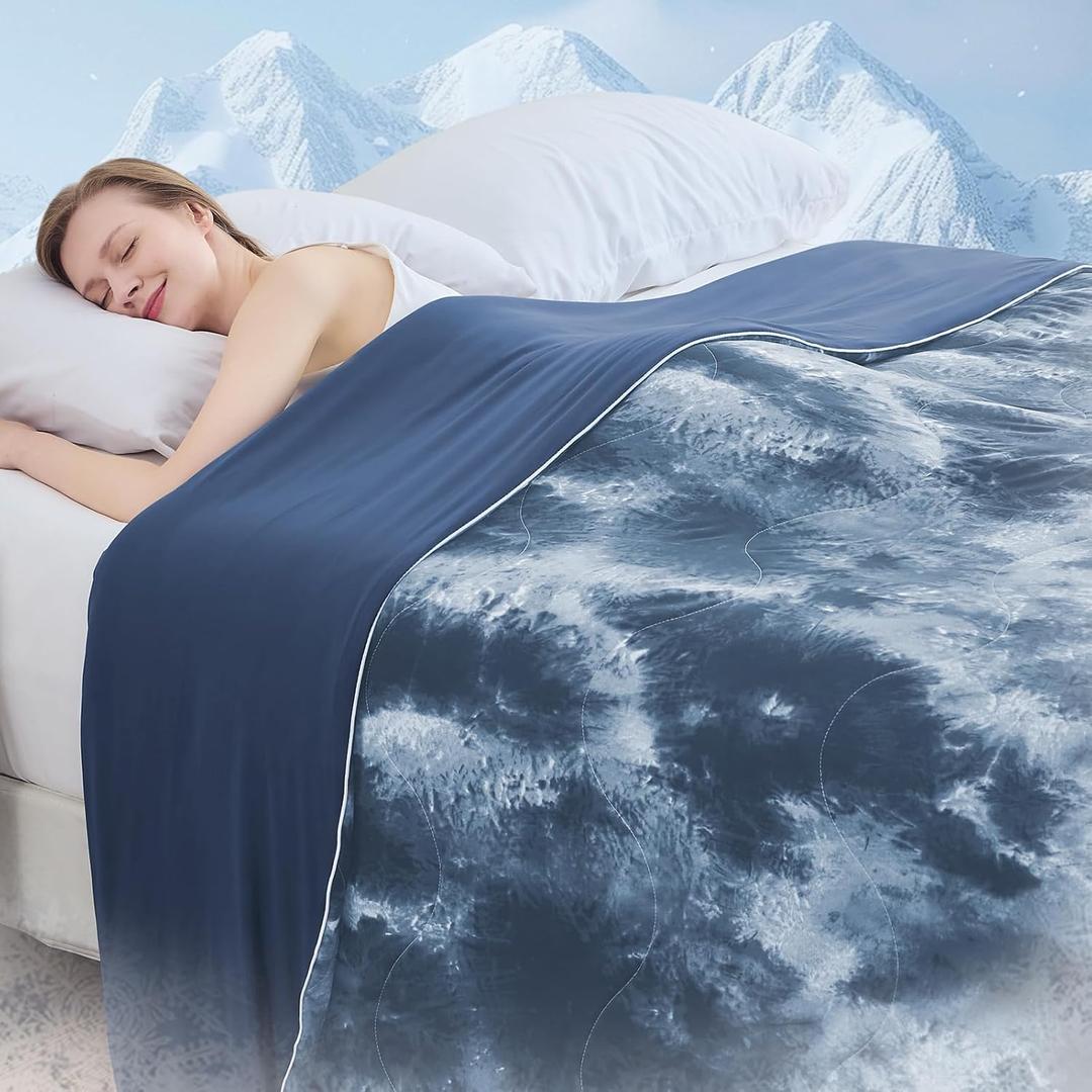 Cooling Comforter Twin Size, Double Sided Cooling Blankets for Hot Sleepers, Soft Breathable Lightweight Summer Cooling Comforter for Night Sweats Absorbs Body HEA