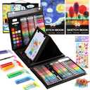 237-Piece Kids Art Set with Double-Sided Easel, Painting Kits for Kids Ages 4-8, Non-Toxic Art Supplies for Girls & Boys, Drawing Set with Watercolor, Oil Pastels, resent for Young Artists-Black