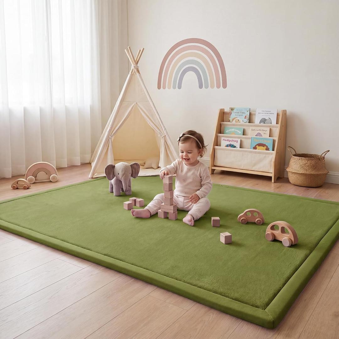 1.3" Thick Baby Play Mat for Floor,59x79 Large Memory Foam Tummy Time Mat