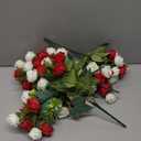 Zeyune 16 Bunches 12 Inch Artificial Mini Rose Bouquet 160 Heads Bridal Flower Bouquets Fake Silk Rose Bulk for Valentine's Day Wedding Bridal Shower Home Office Garden(White and Red)