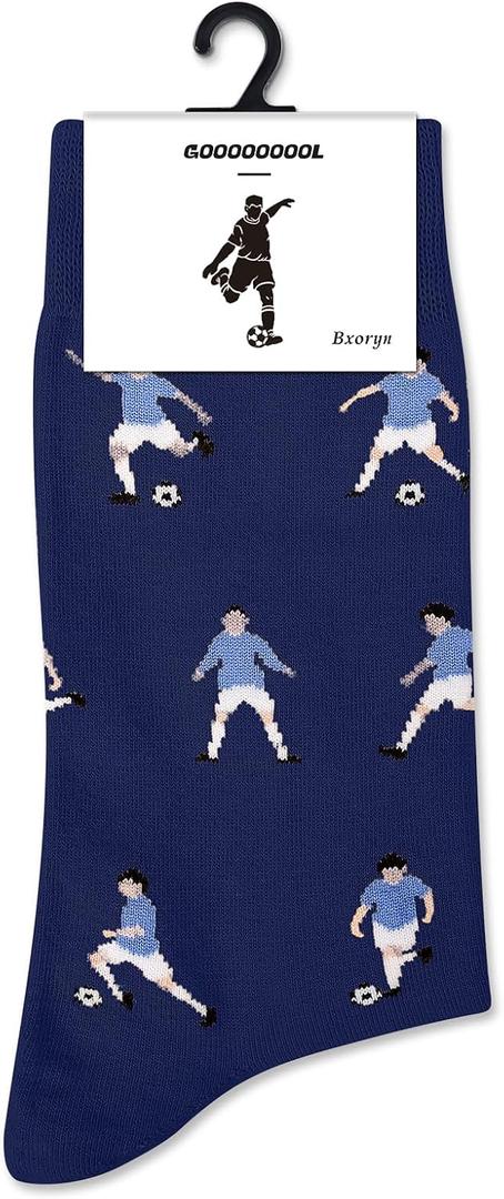 Bxoryn Funny Soccer Socks - Funny Gifts for Men - Football Crew Socks Holiday Birthday Athletic Gifts for Sport Lovers Fans Coach Players Father's Day - 1 Pair, Size 10-13