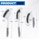 3 Pack Heavy Duty Scrub Brush Set for Household Use, Long Scrub Brush, Handheld Scrub Brush, and Crevice Brush with a Scraper Head for Cleaning Bathroom, Tile, Grout, Tub, Floor, Sink