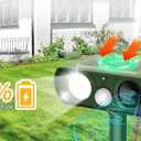 Upgraded Solar Ultrasonic Animal Repellent Outdoor, Deer Repellent Devices Squirrel Cat Raccoon Rabbit Dog Deterrent, Keep Skunk Away Motion Detection with Flash Light for Yard Garden Lawn 1PACK, Green