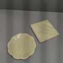 50PCS Yellow Striped Paper Plates and Napkins Party Supplies, Yellow and White Scalloped Party Plates and Napkins Tableware Set for Birthday Bridal & Baby Shower Wedding Party Decoration