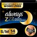 Always ZZZ Overnight Disposable Period Underwear for Women Small/Medium, 360 Coverage for Worry-Free Nights, 14 Count (2 Packs of 7)