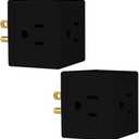 Philips 3-Outlet Extender, Extra-Wide Adapter Spaced, Easy Access Design, 3-Prong, Perfect for Travel, Cube, 2 Pack, Black, SPS3002BC/37