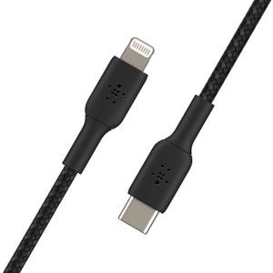 Belkin BoostCharge Nylon Braided USB C to Lightning Cable 3.3ft/1M - MFi Certified 18W Power Delivery iPhone Charger Cord - Apple Charger USB C Cable - Fast Charging for iPhone 14, iPhone 13 - Black