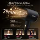 CONFU Diffuser Blow Hair Dryer - 420 Million Plasma Blowdryers for Curly/Fine/Thick/Frizzy Hair - Professional 1600 Watt Ionic Hairdryers Handheld Lightweight (Black)