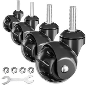 2 in Ball Caster Wheels - Threaded Stem Castors (Stem Diameter 3/8", Stem Length 1"),Heavy Duty 1200 LBS,Swivel Casters Set of 4,Replacement Wheels for Furniture,Cart, Chair, Cabinets,Coffee Table