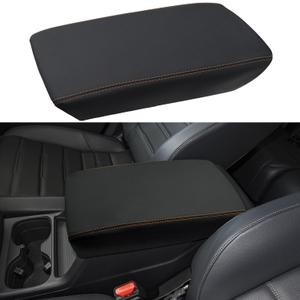 Center Console Armrest Cover Fit for Honda CRV Accessories 2023 2024 2025 2026, for CR-V Arm Rest Box Protective Cover, Armrest Lid Leather Cover, Middle Console Pad (Orange Stitches)