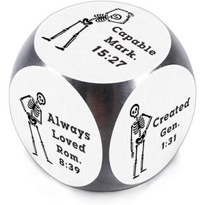 Valentines Basket Stuffers for Women Men - Spooky Gothic Valentines Day Gifts for Women Men, Goth Dancing Skeleton Dice with Bible Verses, Unique Christian Skeleton Decision Dice
