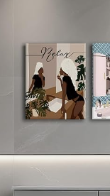 WSTUKVV 3Pcs Black Girl Bathroom Wall Art Boho Black Woman Posters Pictures African American Canvas Prints Fashion Abstract Paintings for Bathroom Home Bedroom Living Room Wall Decor Unframe