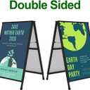 Heavy Duty A-Frame Sidewalk Sign 24 x 36 Inch, Portable Double-Sided Sandwich Board Slide-in Folding Metal Signboard with 2 Plastic Poster Boards, 24 x 36 Inch/1Pack