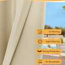 HolidayIdeas Outdoor Curtains for Patio Waterproof, 2 Panels - 84 x 108 Inch - Privacy Protection & Light Filtering Curtains Grommet Outside Curtains for Porch, Gazebo, Pergola, Backyard (Cream)