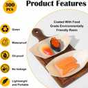 300 Pcs 5.5 x 3.1 Inch Disposable Bamboo Plates Wooden Sushi Boat Serving Tray Appetizer Dishes and Bamboo Bowls for Catering Party Home Use, Small
