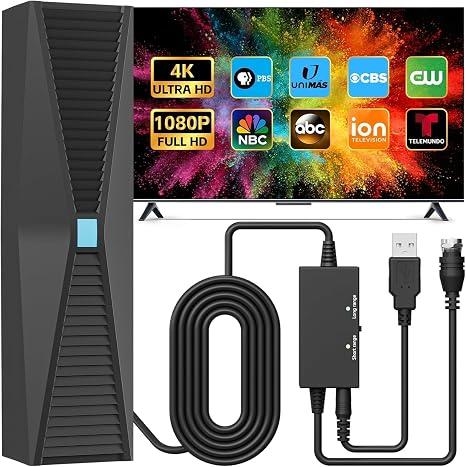 TV Antenna for Smart & Old TVs,2500+ Miles Range Strongest Digital HD TV Antenna Indoor Support 4K 1080P VHF UHF, 360 Long Range Reception with Signal Amplifier