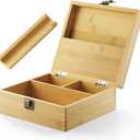 beka. Bamboo Storage Box with Multi-Purpose Tray - Large Premium Handmade Wooden Box with Hinged Lid - Organize All Your Essentials - 7.5 x 7 x 3 Inches