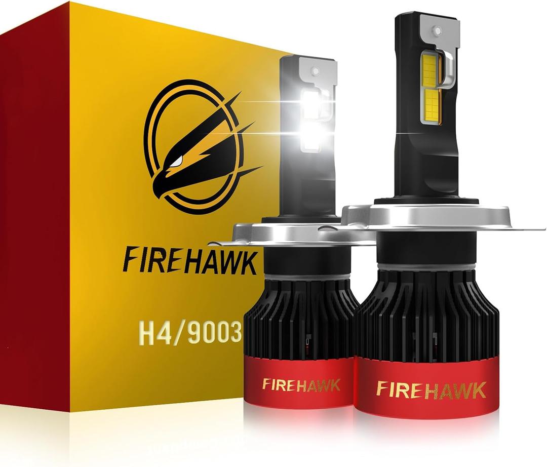 Firehawk H4/9003/HB2 LED Bulbs 70000LM 6000K Cool White, 5-Min Plug-N-Play Fog Light, Pack of 2