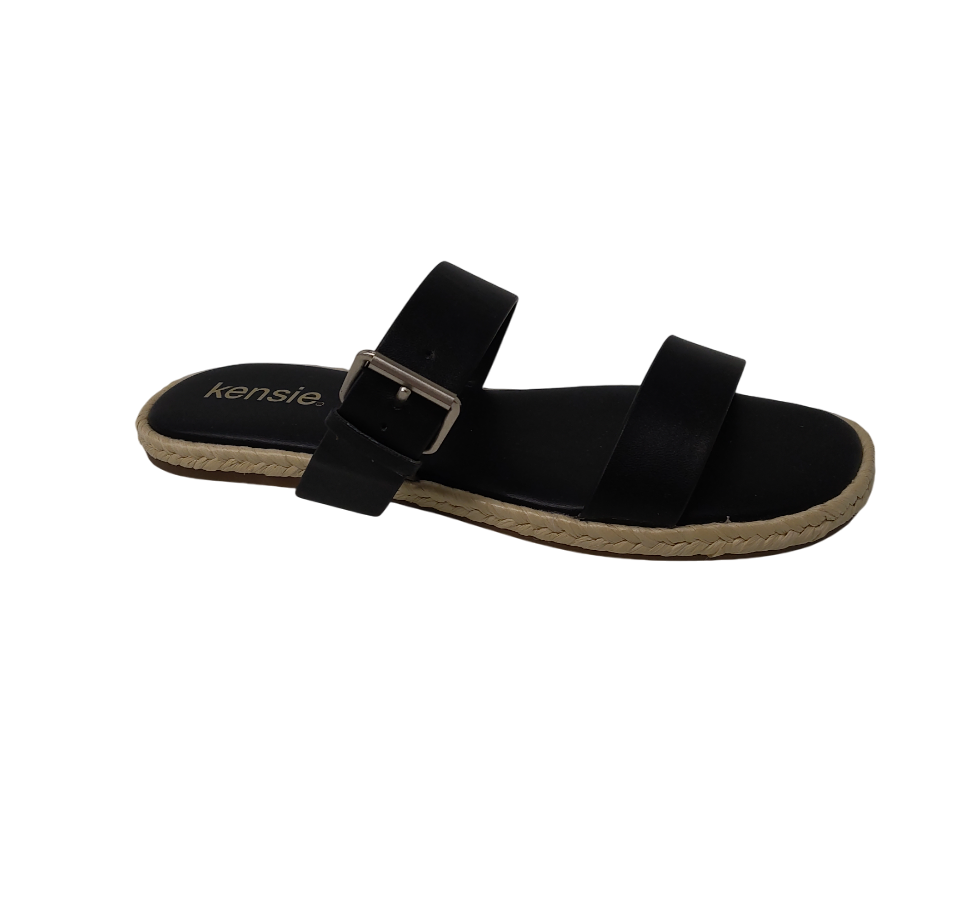 KENSIE Flora Espadrille Slide Sandal In Black 7.5
