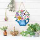 Spring door decorations Welcome hanging doorplate Outdoor wooden ornament for Farmhouse Porch Easter Party Home Seasonal Supplies