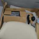 BERYTH Armless Office Chair with Wheels, PU Leather Desk Chair, Beige