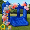 Puligoth White Bounce House for Kids: Portable Inflatable Bouncy House with Blower for Indoor Outdoor Birthday Party, Wedding - Small Bouncy Castle with Slide and Storage Bag for Kids 3-6