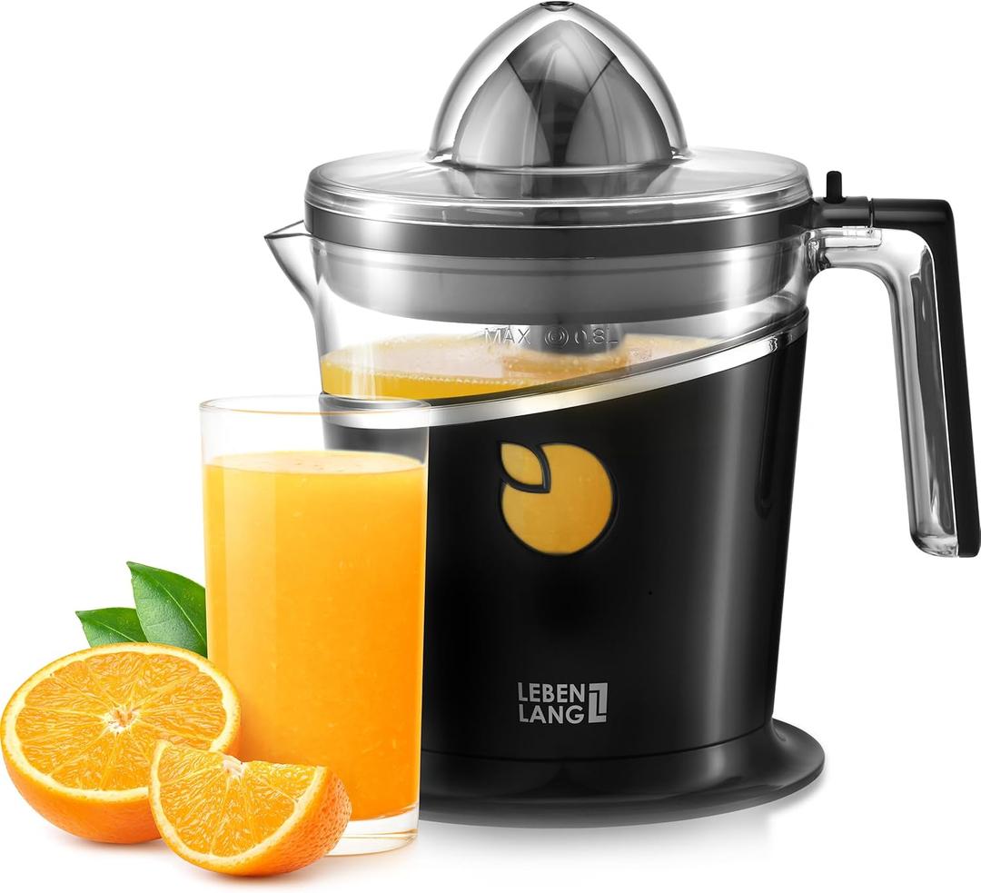 LEBENLANG BPA-Free Orange Juicer Electric - 27 OZ & 2 Cones with Pulp Control I Automatic & Electric Juicer for Citrus Lemon & Oranges I Orange juice squeezer machine Exprimidor de naranjas electrico