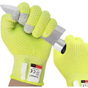Fullsheild Cut Resistant Gloves Food Grade Level 5 Protection for Kitchen Anti Cut Gloves for Meat Cutting Woodworking (Medium, 4 Pack Light Green)