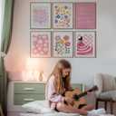 4 x 6Pcs Funny Pink Wall Decor for Girls Dorm, Flower Market Posters Prints Aesthetic Bedroom Wall Art for Dorm Living Room, Pink Poster, Unframed, 8 x 10 Inch -A09