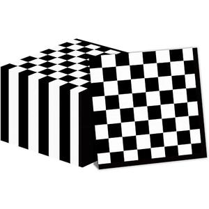 50 Pack Black and White Checkered Flag Party Napkins Disposable Race Car Birthday Party Supplies Racing Car Theme Party Paper Lunch Napkins for Baby Shower Kids Men Party Decorations Favors