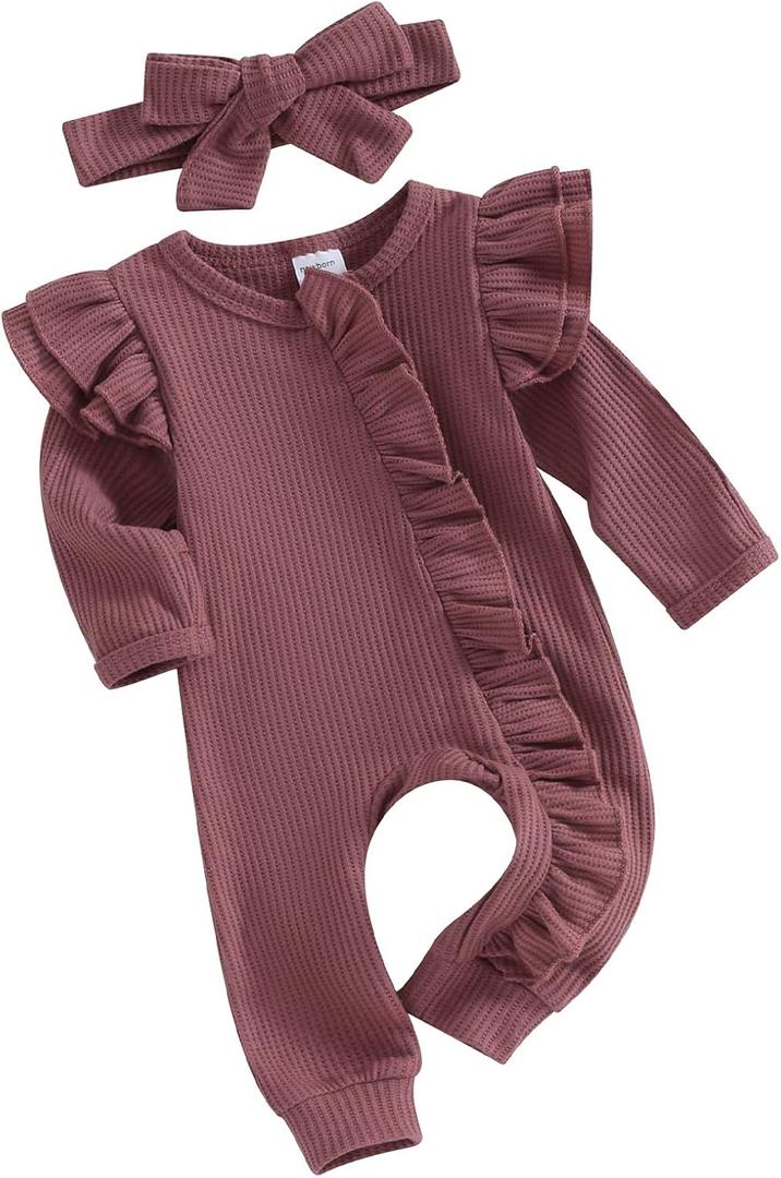 Baby Boy Girl Easter Outfit newborn infant Cute Bunny Clothes Rabbit Ear Romper Jumpsuit Summer Bodysuit (0-3 Months, Purple With Headband)