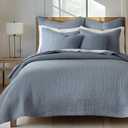 Levtex Home - Cross Stitch Chambray Quilt Set - King Quilt + Two King Pillow Shams - Cross Stitched Pattern - Quilt Size (106x92in.) and Pillow Sham Size (36x20in.) - Reversible - Cotton Fabric