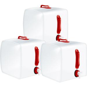 Reallnaive 3 Pcs 5.3 Gallon Collapsible Water Container with Spigot, Foldable Camping Water Container Portable Camping Storage Carrier Jug for Outdoors Hiking Emergency Kit Backpack(Red)