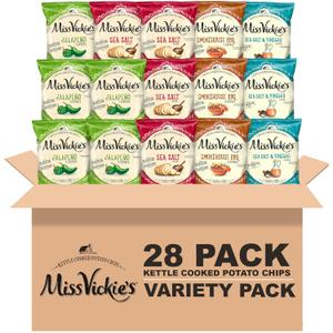Miss Vickie's Kettle Cooked Potato Chips, Variety Pack, 1.375 Ounce (Pack of 28) (EXP 06/03/26)