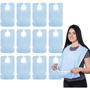 Avalon Towels Waterproof Adult Bibs for Women, Clothing Protector bibs for adults senior citizens washable (Blue (Pack of 12))